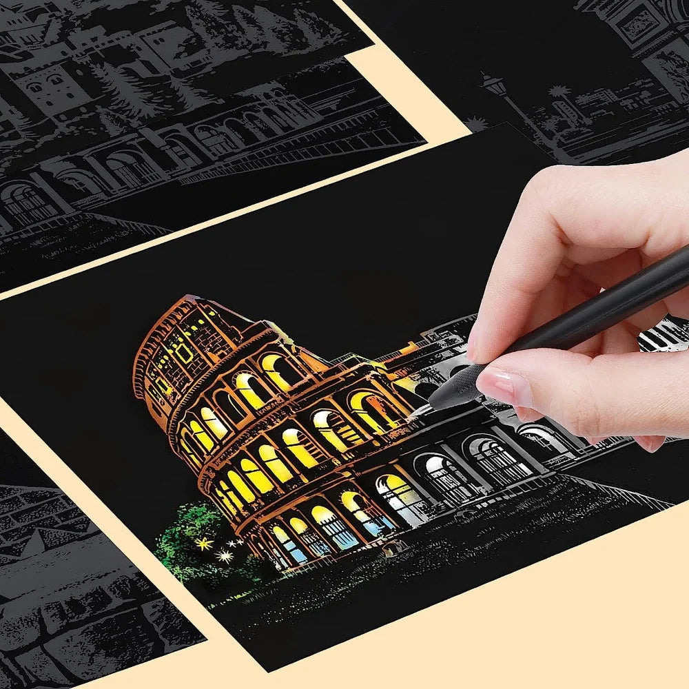 DIY Night Scene Scratch Art