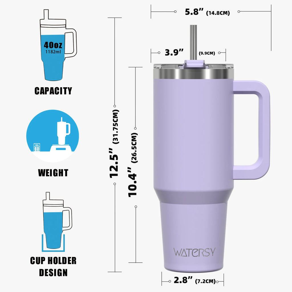40oz Double Wall Thermal Insulated Tumbler with Handle