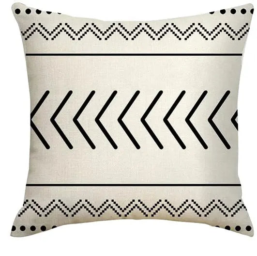Geometric Linen Wave Pillow Cover