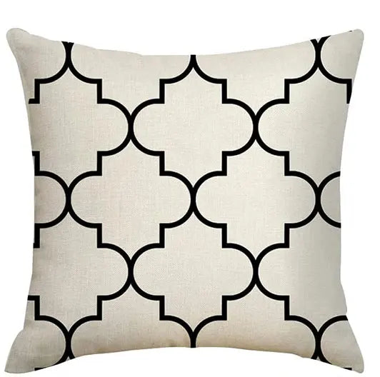 Geometric Linen Wave Pillow Cover