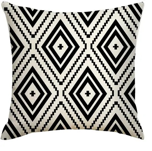 Geometric Linen Wave Pillow Cover